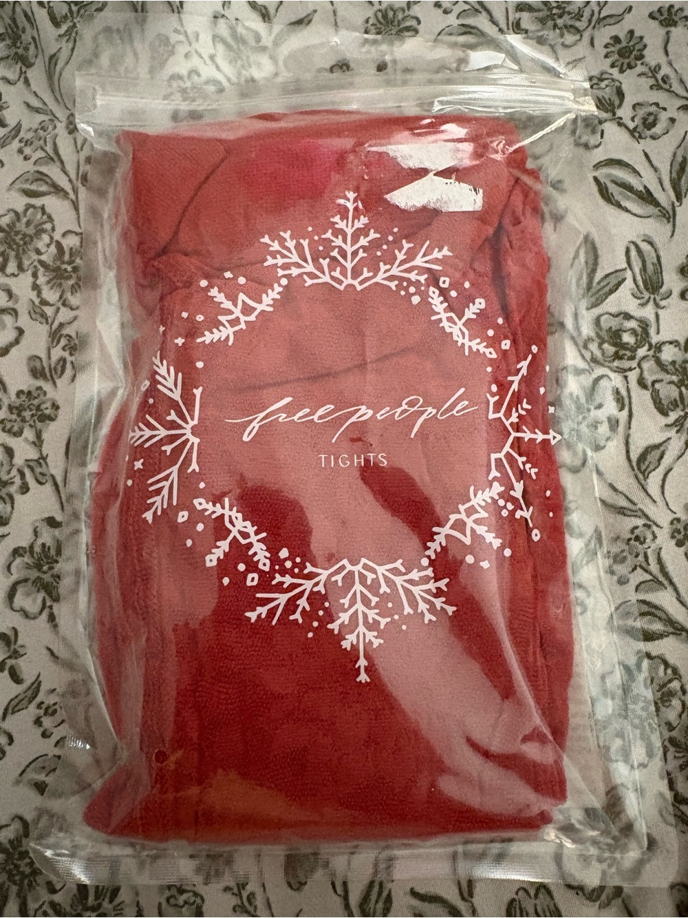 NWT Free People  Ruby Red Floral Lace Vine Tights